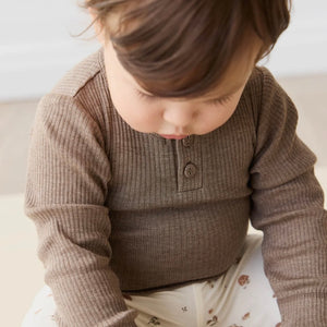 Jamie Kay Organic Cotton Modal Long Sleeve Bodysuit - Brownie Marle