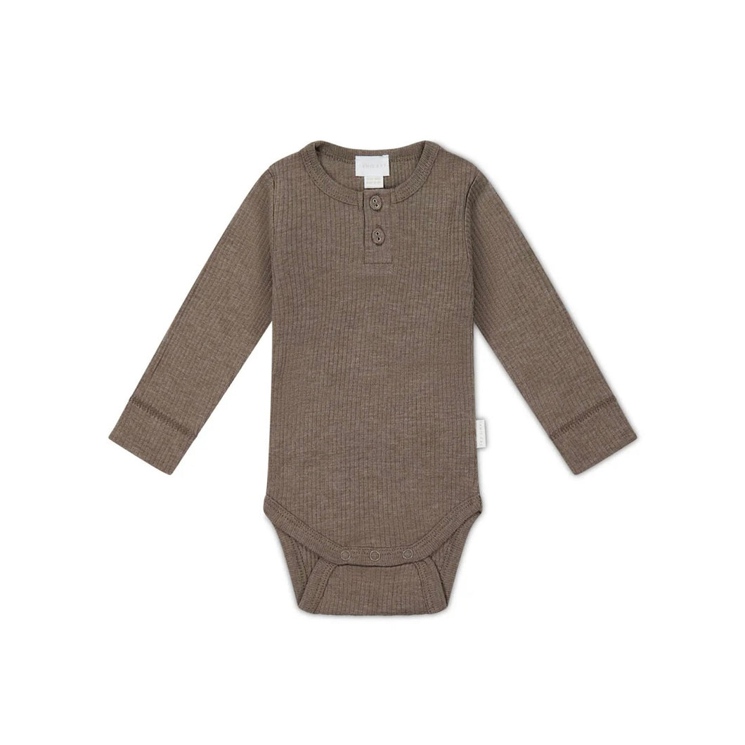 Jamie Kay Organic Cotton Modal Long Sleeve Bodysuit - Brownie Marle