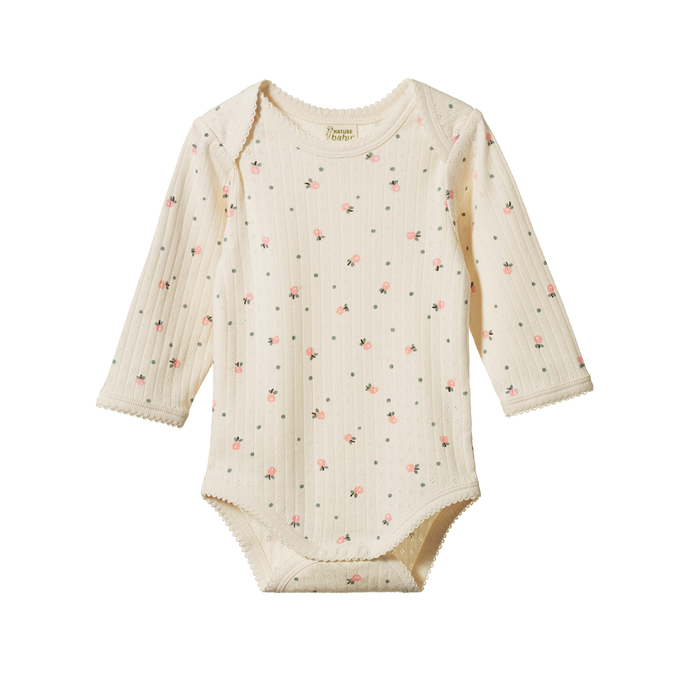 Nature Baby Pointelle Long Sleeve Bodysuit - Posey Blossom Print