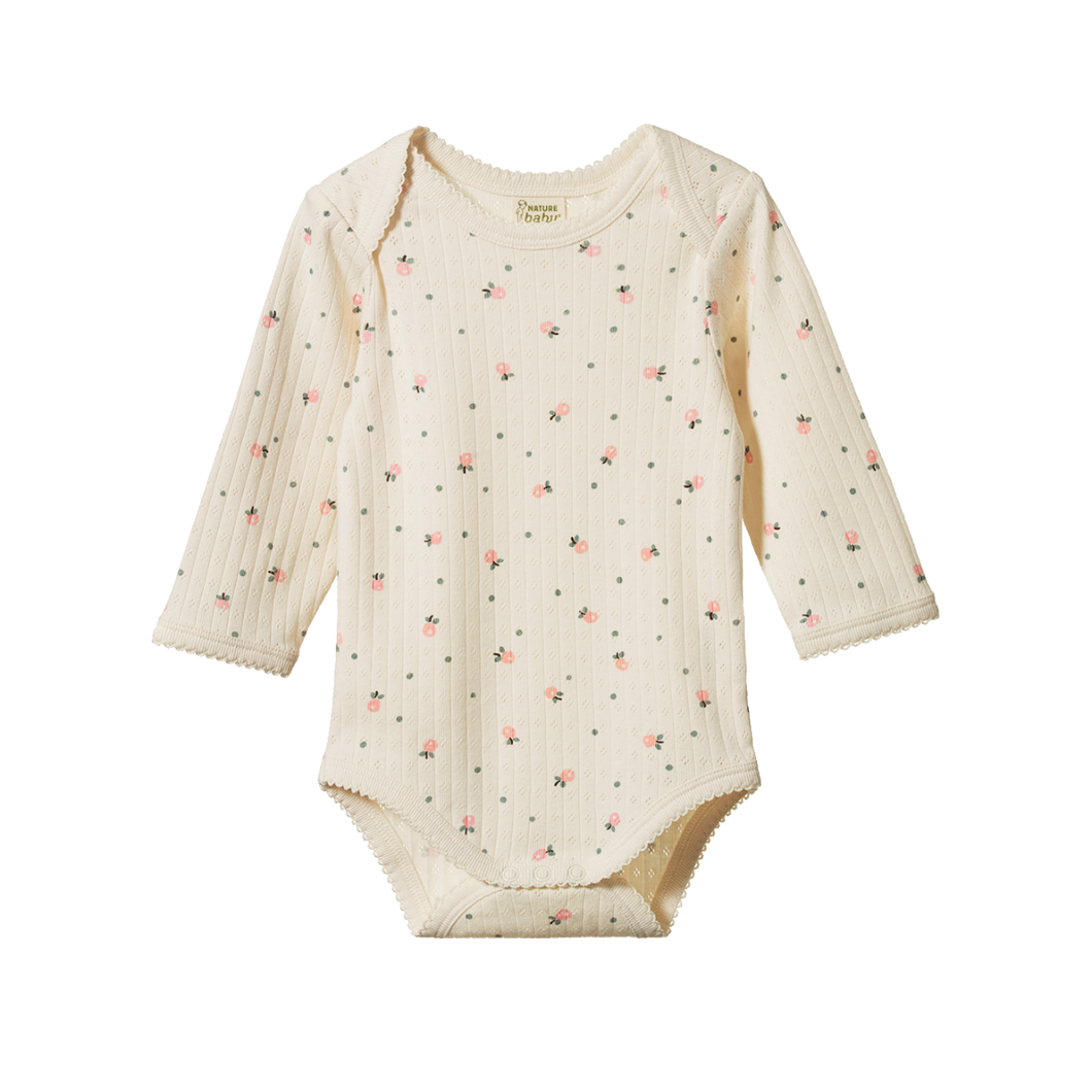 Nature Baby Pointelle Long Sleeve Bodysuit - Posey Blossom Print