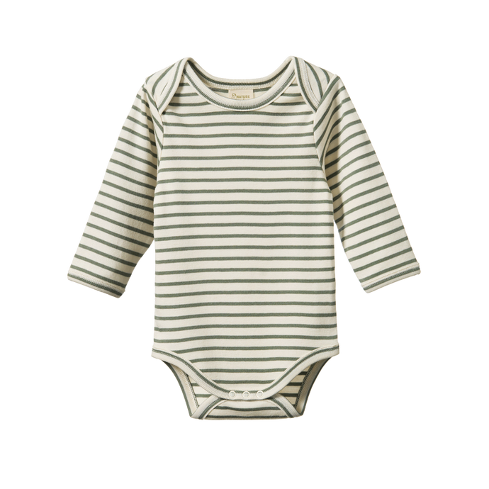 Nature Baby Cotton Long Sleeve Bodysuit - Nettle Sailor Stripe