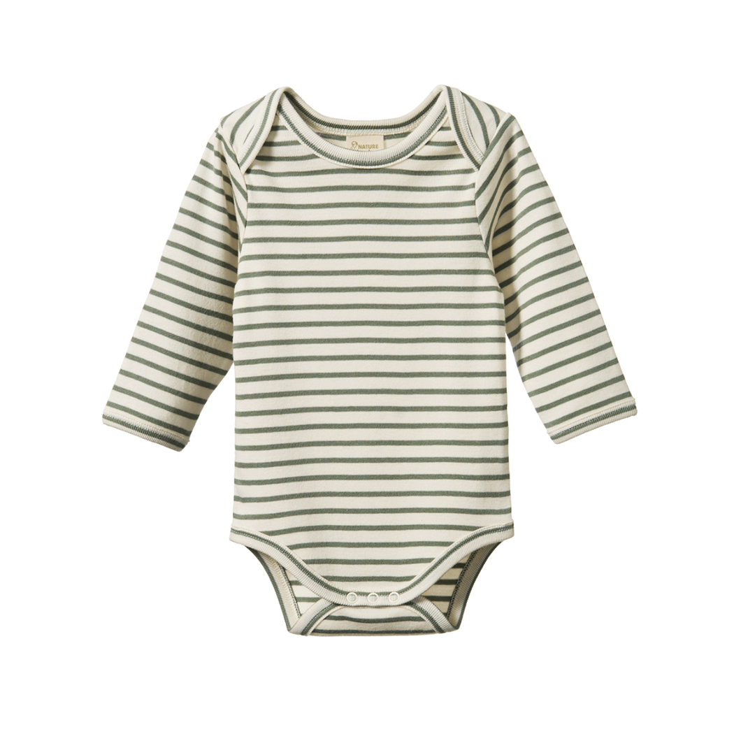 Nature Baby Cotton Long Sleeve Bodysuit - Nettle Sailor Stripe