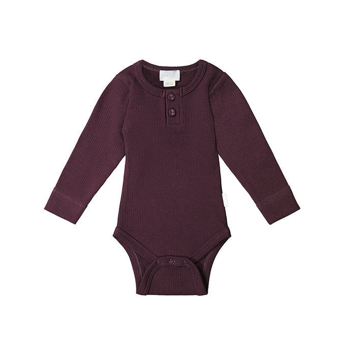 Jamie Kay Organic Cotton Fine Rib Long Sleeve Bodysuit - Sugar Plum